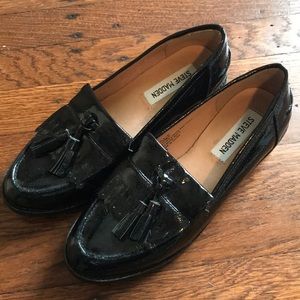 Patented leather shoes